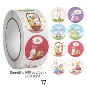 easter bunny and egg cartoon coated paper stickers 500pcs sku 17