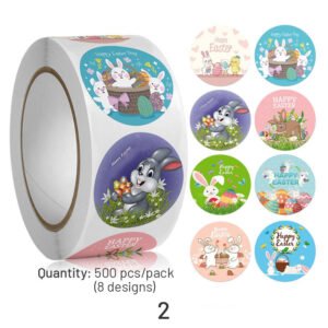 easter bunny and egg cartoon coated paper stickers 500pcs sku 2