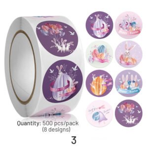 easter bunny and egg cartoon coated paper stickers 500pcs sku 3