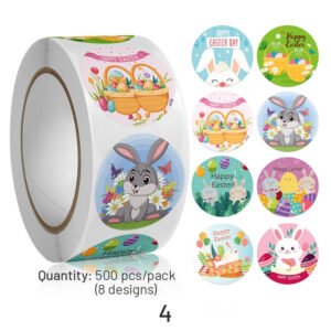 easter bunny and egg cartoon coated paper stickers 500pcs sku 4