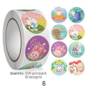 easter bunny and egg cartoon coated paper stickers 500pcs sku 6