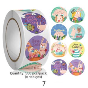 easter bunny and egg cartoon coated paper stickers 500pcs sku 7