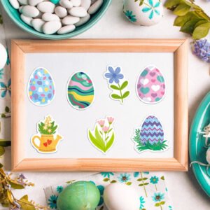Easter Bunny and Egg Holographic Vinyl Stickers easter bunny and egg holographic vinyl stickers b3