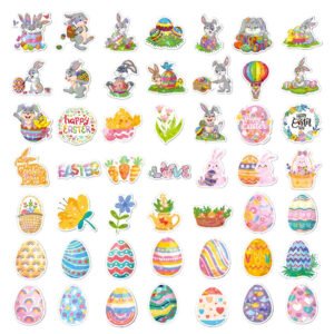 Easter Bunny and Egg Holographic Vinyl Stickers easter bunny and egg holographic vinyl stickers c