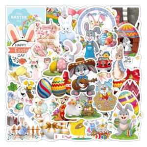 Easter Cartoon Bunny and Egg Vinyl Stickers
