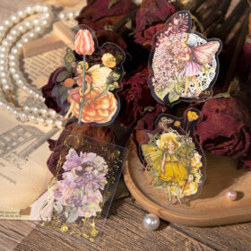 Elf and Flower Hot Stamping Clear Transparent Stickers