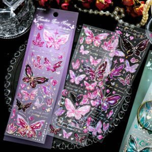 Embossed Holographic Silver Butterfly Vinyl Stickers embossed holographic silver butterfly pvc stickers b5