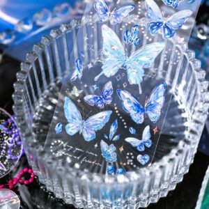 Embossed Holographic Silver Butterfly Vinyl Stickers embossed holographic silver butterfly pvc stickers c