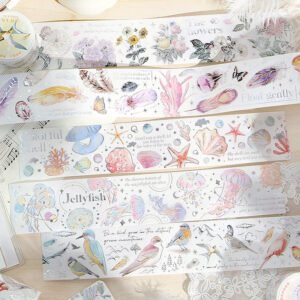 endless charm silver foil feather plant decorative tape a