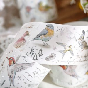 endless charm silver foil feather plant decorative tape c2