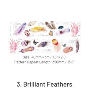 endless charm silver foil feather plant decorative tape sku 3