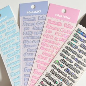 English Words and Phrases Holographic Hot Stamping Stickers
