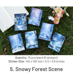 fairy tale special ink washi stickers sky castle forest meadow snowy moon sku 5