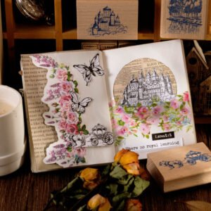 fantasy castle wooden rubber stamp b2