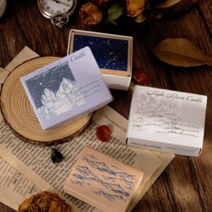 fantasy castle wooden rubber stamp b3