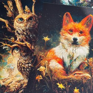fantasy forest fox background scrapbook paper sku