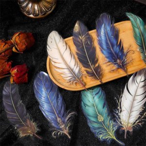 Feather Gold Foil Clear Transparent Stickers
