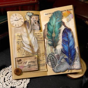 Feather Gold Foil Clear Transparent Stickers feather gold foil pet stickers b4