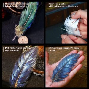 Feather Gold Foil Clear Transparent Stickers feather gold foil pet stickers b5