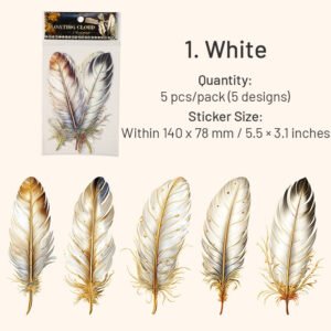 Feather Gold Foil Clear Transparent Stickers feather gold foil pet stickers sku 1