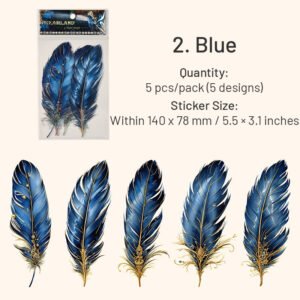 Feather Gold Foil Clear Transparent Stickers feather gold foil pet stickers sku 2