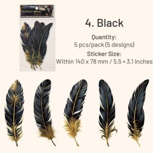 Feather Gold Foil Clear Transparent Stickers feather gold foil pet stickers sku 4