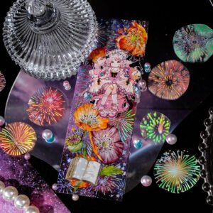 Fireworks Holographic Hot Stamping Clear Transparent Sticker Sheet fireworks holographic hot stamping pet sticker sheet b3