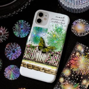 Fireworks Holographic Hot Stamping Clear Transparent Sticker Sheet fireworks holographic hot stamping pet sticker sheet b4