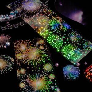 Fireworks Holographic Hot Stamping Clear Transparent Sticker Sheet fireworks holographic hot stamping pet sticker sheet b5
