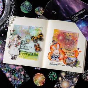 Fireworks Holographic Hot Stamping Clear Transparent Sticker Sheet fireworks holographic hot stamping pet sticker sheet b6