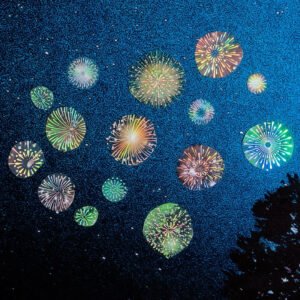 Fireworks Holographic Hot Stamping Clear Transparent Sticker Sheet fireworks holographic hot stamping pet sticker sheet b7