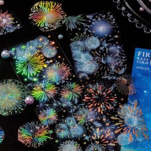 Fireworks Holographic Hot Stamping Clear Transparent Sticker Sheet fireworks holographic hot stamping pet sticker sheet b8
