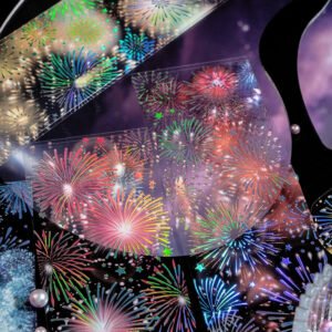 Fireworks Holographic Hot Stamping Clear Transparent Sticker Sheet fireworks holographic hot stamping pet sticker sheet c