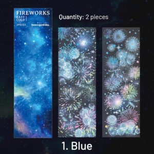 Fireworks Holographic Hot Stamping Clear Transparent Sticker Sheet fireworks holographic hot stamping pet sticker sheet sku 1