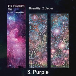 Fireworks Holographic Hot Stamping Clear Transparent Sticker Sheet fireworks holographic hot stamping pet sticker sheet sku 3