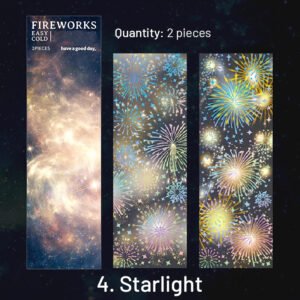 Fireworks Holographic Hot Stamping Clear Transparent Sticker Sheet fireworks holographic hot stamping pet sticker sheet sku 4