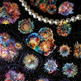 Fireworks Holographic Hot Stamping Clear Transparent Stickers