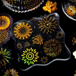 fireworks series holographic hot stamping pet sticker sheet b4