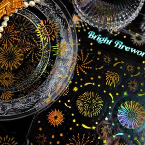 fireworks series holographic hot stamping pet sticker sheet c2