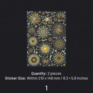 fireworks series holographic hot stamping pet sticker sheet sku 1
