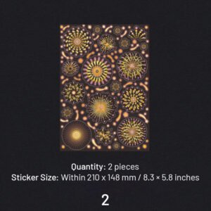 fireworks series holographic hot stamping pet sticker sheet sku 2