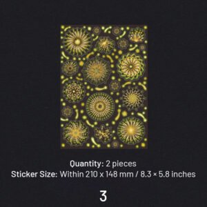 fireworks series holographic hot stamping pet sticker sheet sku 3