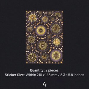 fireworks series holographic hot stamping pet sticker sheet sku 4