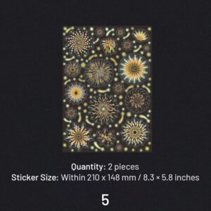 fireworks series holographic hot stamping pet sticker sheet sku 5