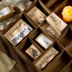 Flora Wooden Rubber Stamp - Daisy, Baby's Breath
