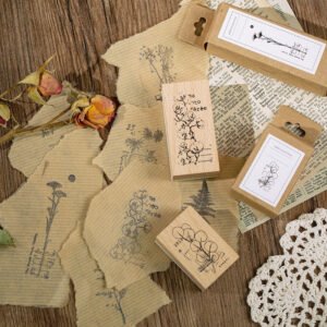 flora wooden rubber stamp daisy baby s breath b1