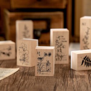 flora wooden rubber stamp daisy baby s breath b3
