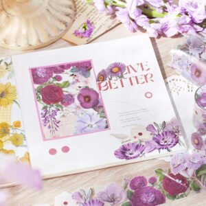 floral blossoms in full garden retro artistic pet tape b