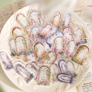 Floral Clear Transparent Stickers - Window, Coffee, Key, Vase, Bear, Girl, Wreath