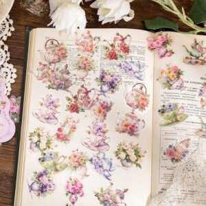 Floral Clear Transparent Stickers - Window, Coffee, Key, Vase, Bear, Girl, Wreath floral pet stickers window coffee key vase bear girl wreath b2